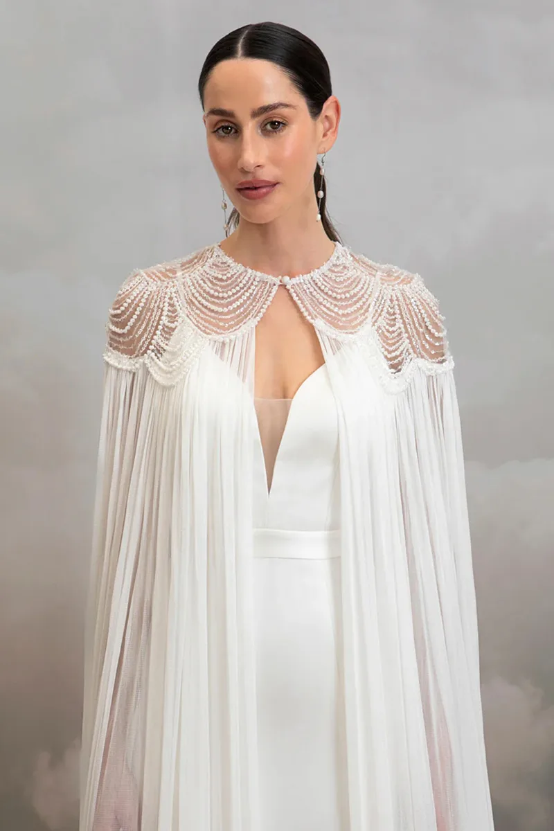 Abito da sposa Aster cape — Catherine Deane, dettaglio 3
