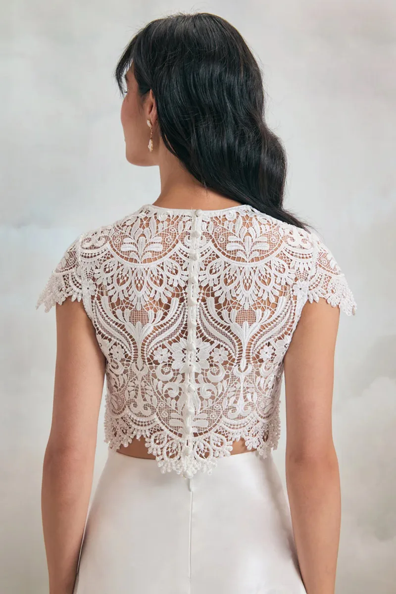 Abito da sposa Bardot top — Catherine Deane, dettaglio 2