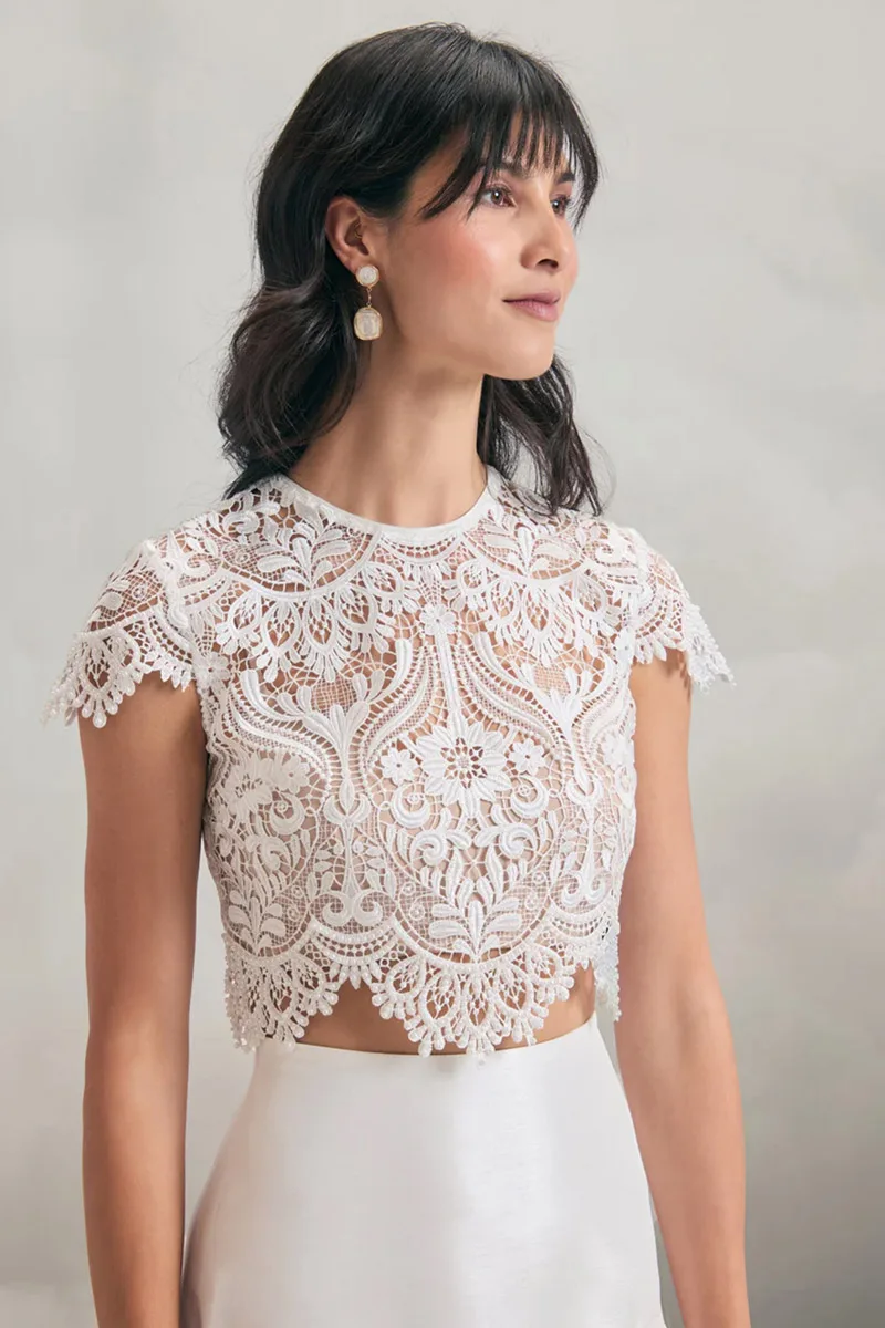 Abito da sposa Bardot top — Catherine Deane, dettaglio 3